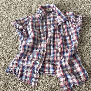 Ali & Kris Red, Blue & White Plaid Short-Sleeve Button-Down